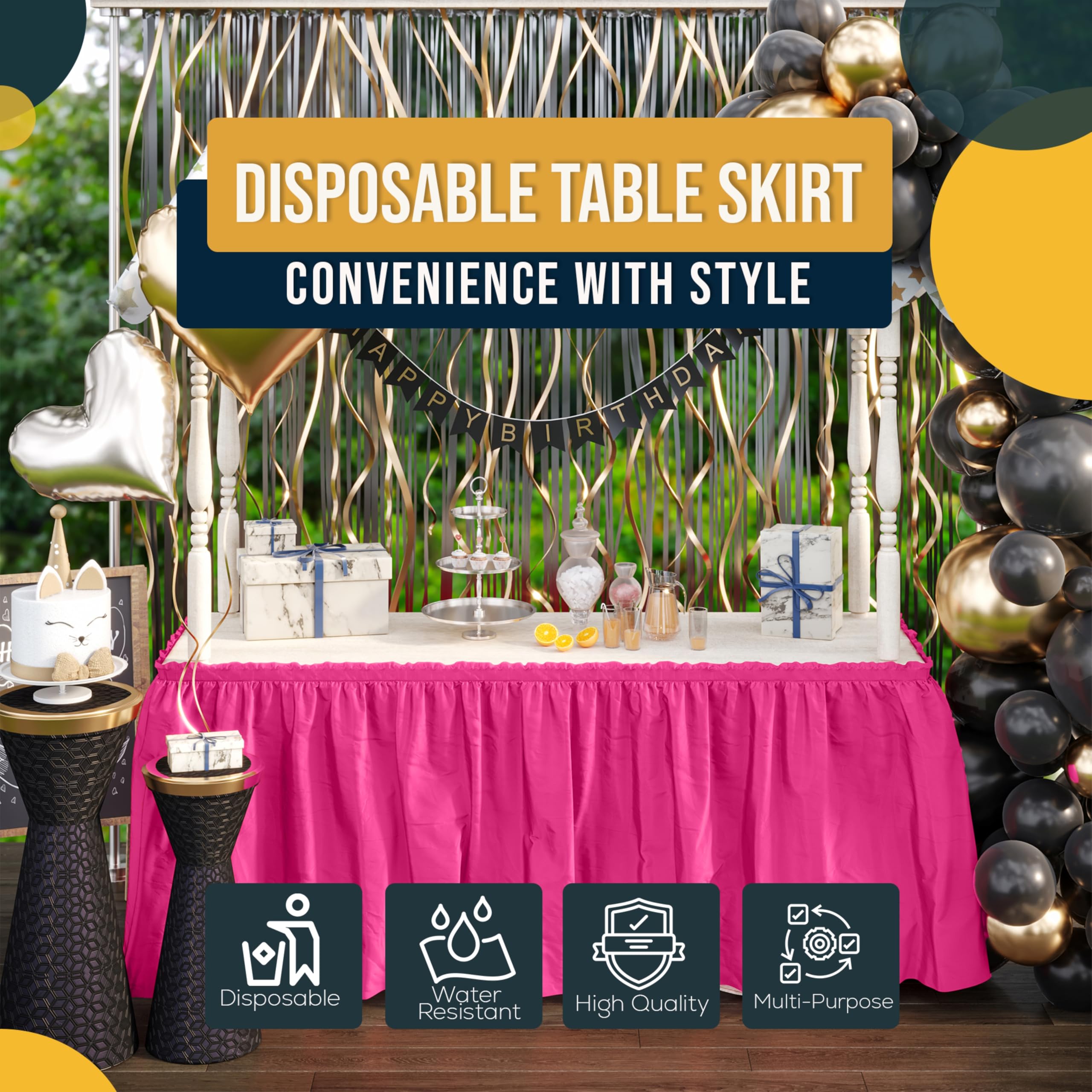 Exquise solide Couleur 4,3 m. Plastique Nappe Jupe, plastique jetables Tableskirts – 6 fils cerise
