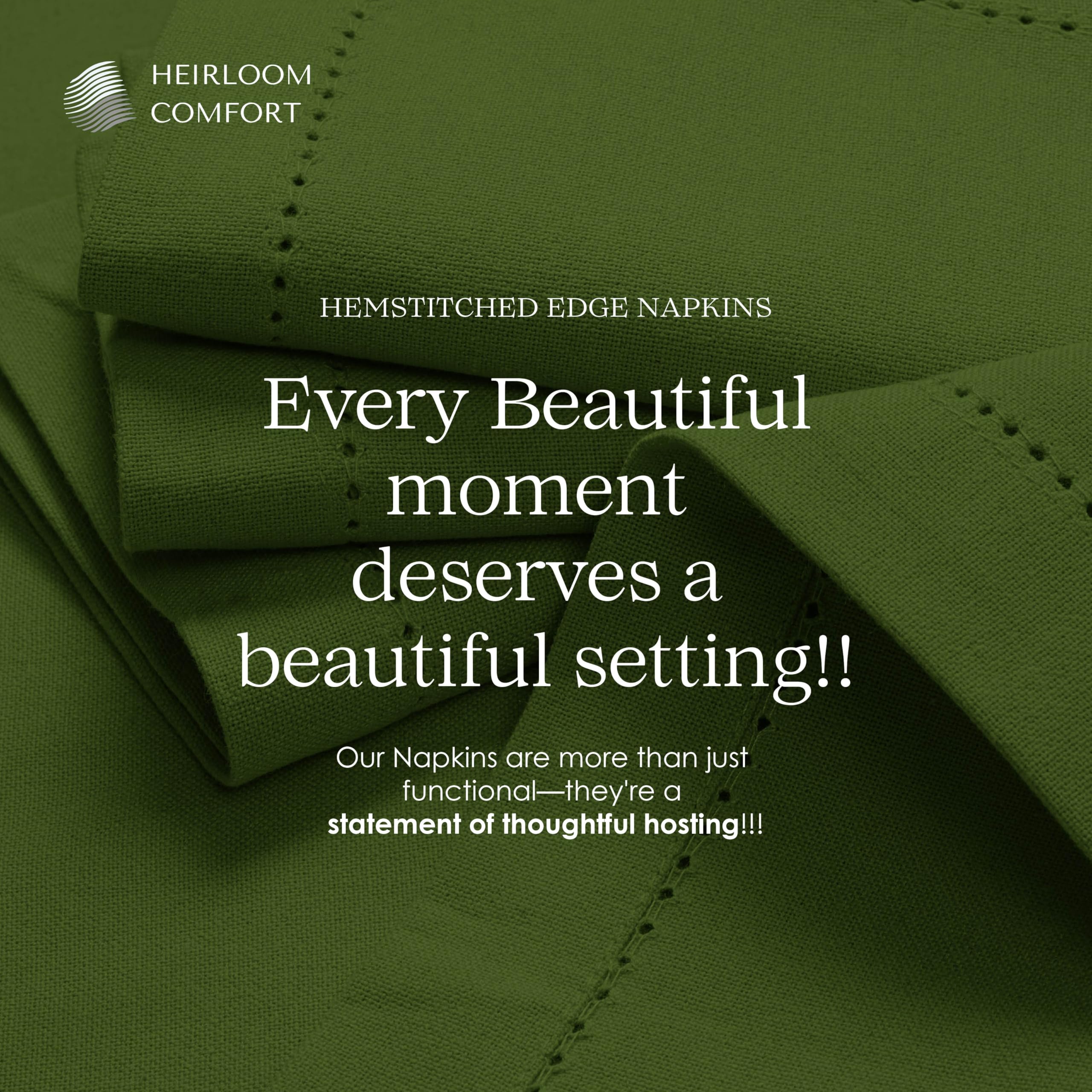 HEIRLOOM COMFORT Mint Green Cloth Dinner Napkins 45x45 cm, Set of 12-100% Cotton, Absorbent, Soft, Reusable, Washable - Image 4