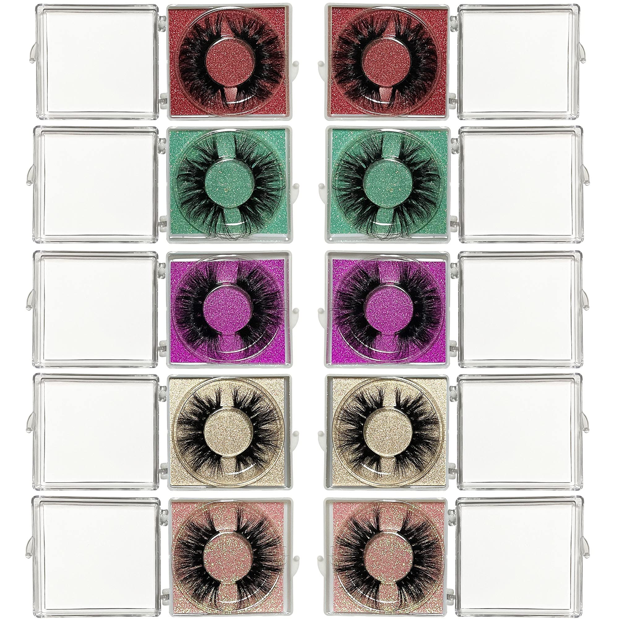 Lot de 10 faux cils en vison véritable de 18 à 22 mm, cils épais faits à la main, cils duveteux sans cruauté envers les animaux, cils en vison 5D