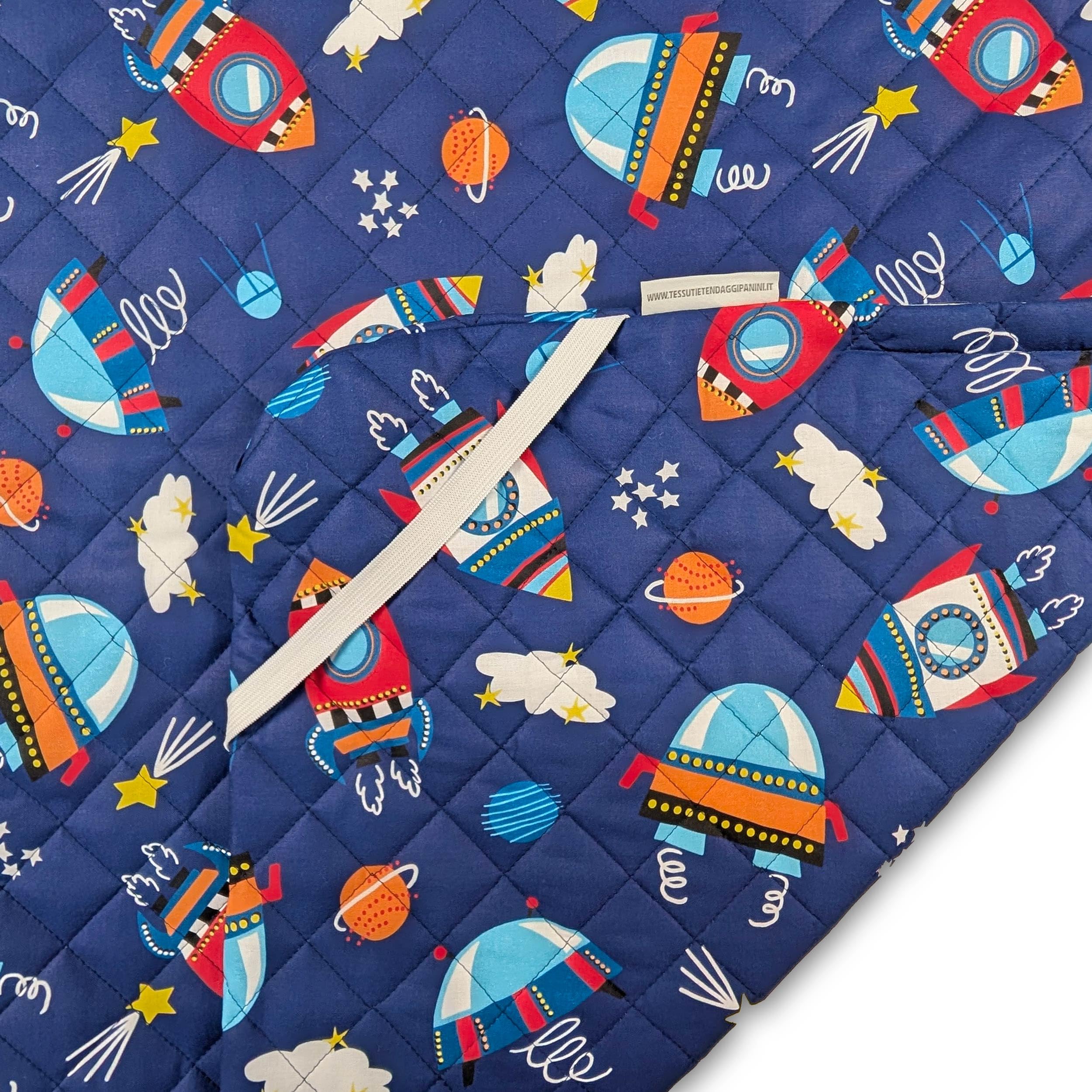 Panini Tessuti Ensemble de puériculture, Sac de Couchage et Pochette pour bébés de 2 à 6 Ans - Tissu matelassé 100% Coton - Made in Italy (StarshipEnsemble de puériculture)