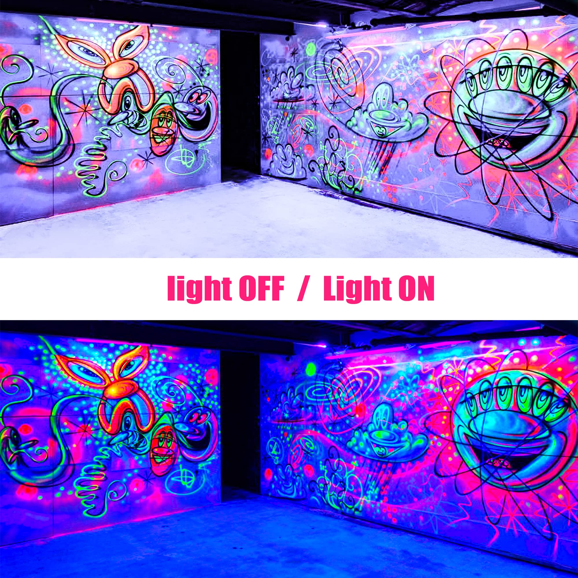 LED Black Light with Glow Tapes, 410nm UV Flood Lights with 10ft Cable & Plug, IP66 Waterproof, for Halloween Glow Party, Stage, Aquarium, Body Paint, Fluorescent Poster, 120V: 150W