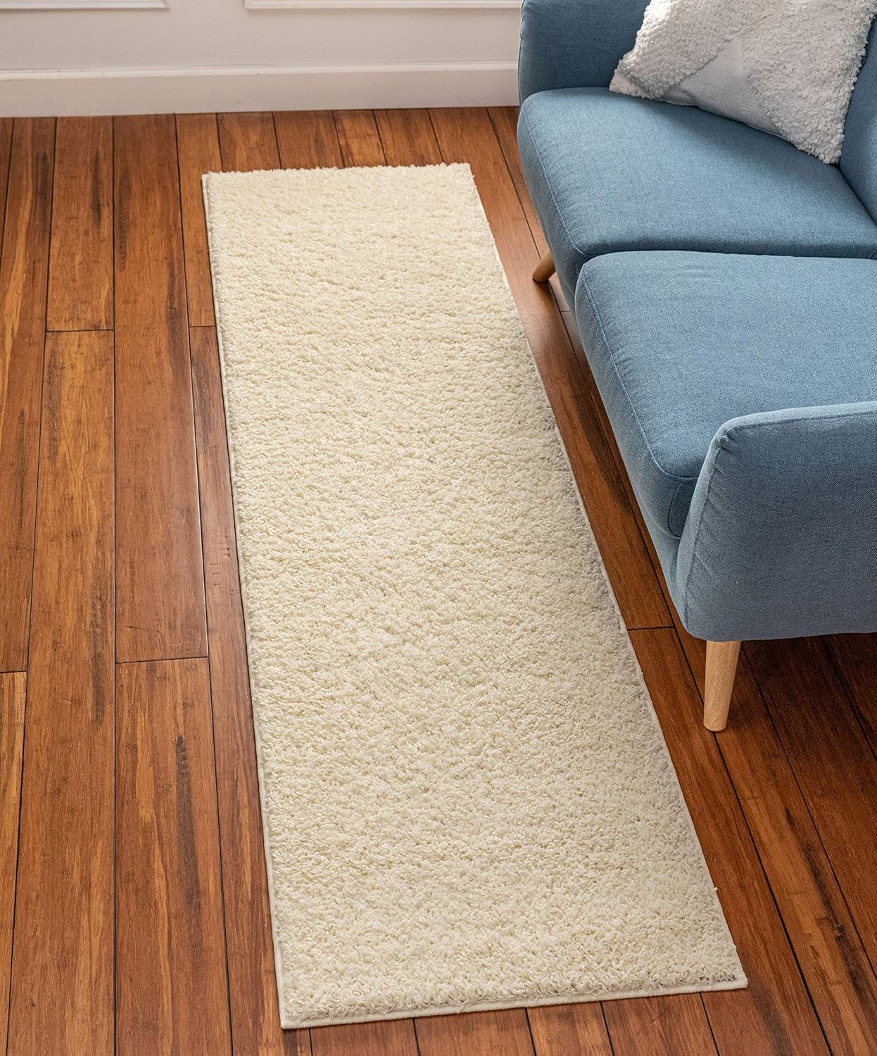 Well Woven Madison Shag Plain Vanilla Modern Solid Area Rug 2'3" x 7'3" Runner