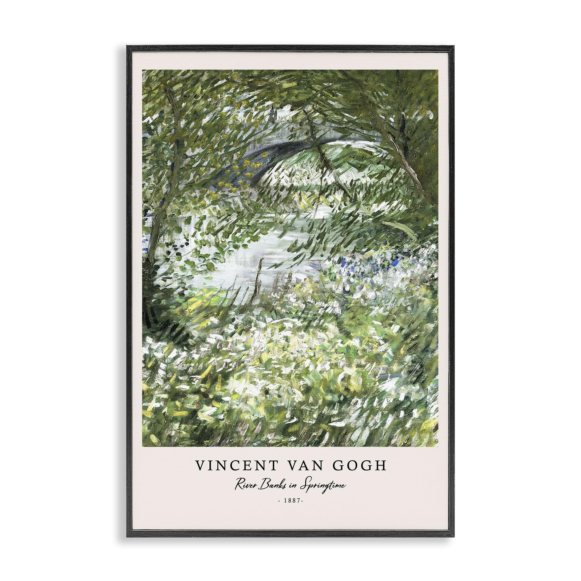 River Banks Springtime Landscape, 20 x 30 Inch Framed Giclée Print