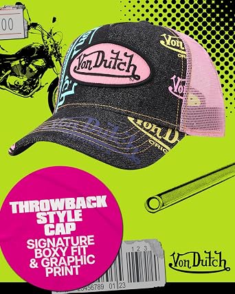 Von Dutch Monogram Trucker Cap, Mesh Back, Curved Bill, Snapback | Bold Multicolor Camo Print with a Signature Embroidered Patch, Breathable Design Keeps You Cool from the Gym to the Streets