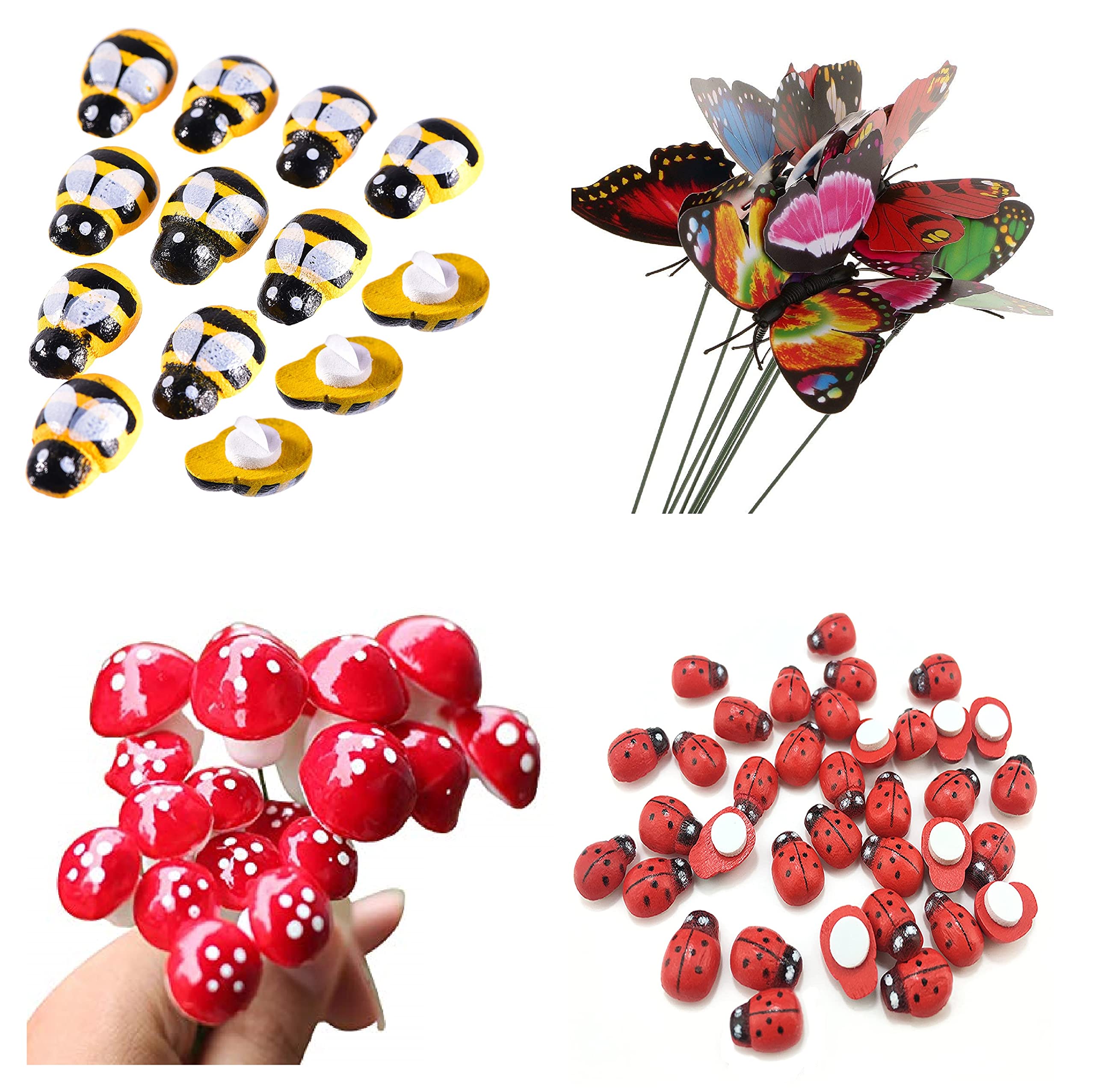 Krisah 5 pcs Butterflies Stakes,10 pcs Mushrooms, 10 pcs Honeybees & 10pcs Ladybugs Garden/Plant Décor,Multi Color,Small (B0B1YFKJV9) Amazon Price History, Amazon Price Tracker