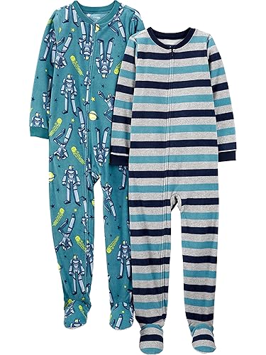 Simple Joys by Carter's Kids' Loose-fit Flame Resistant Fleece Footed Pajamas - 8 - Stripe/Transformers