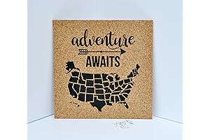 Adventure Awaits Push Pin Cork Travel Map of the United States -...