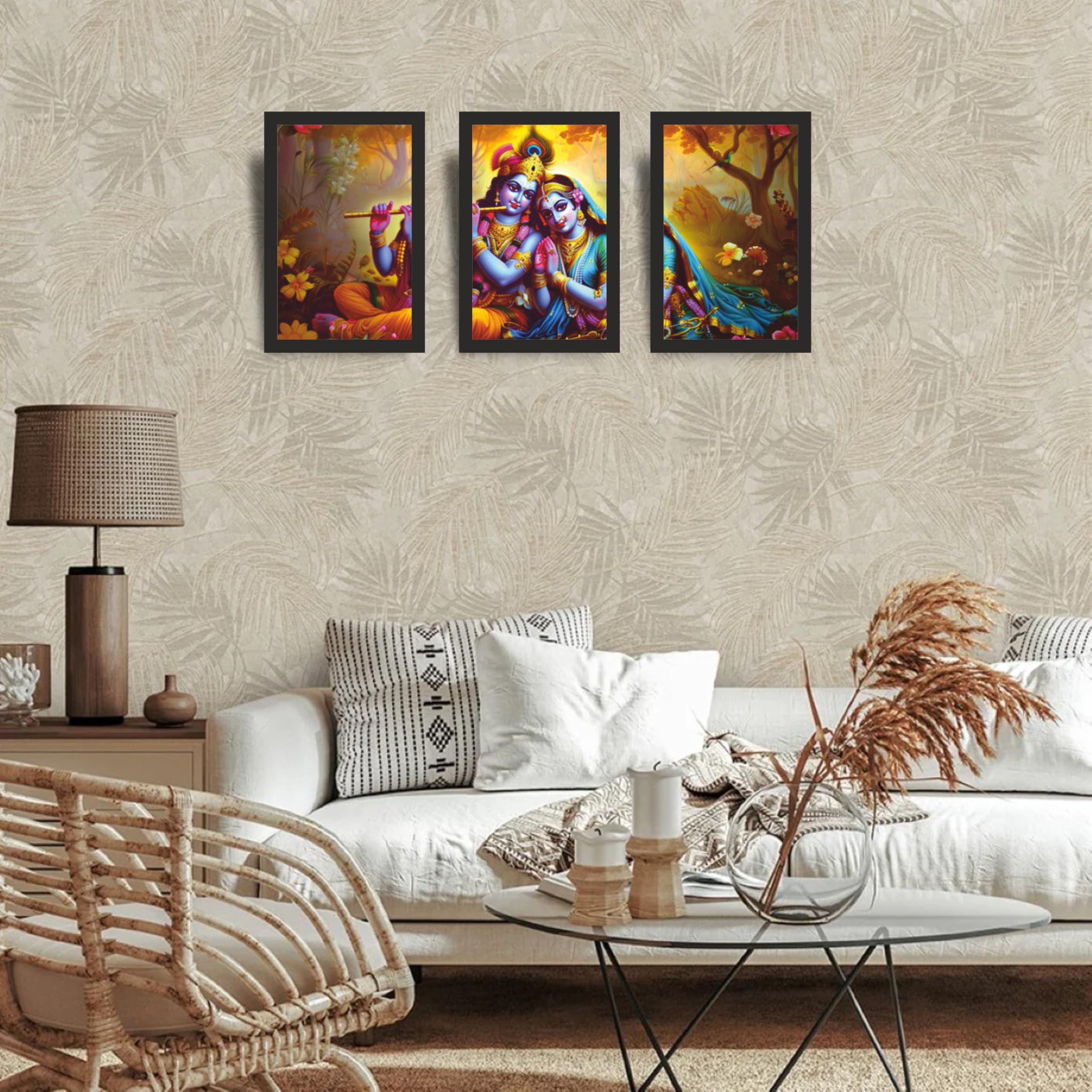 Radha Krishna Garden Wall Art Set of 3
