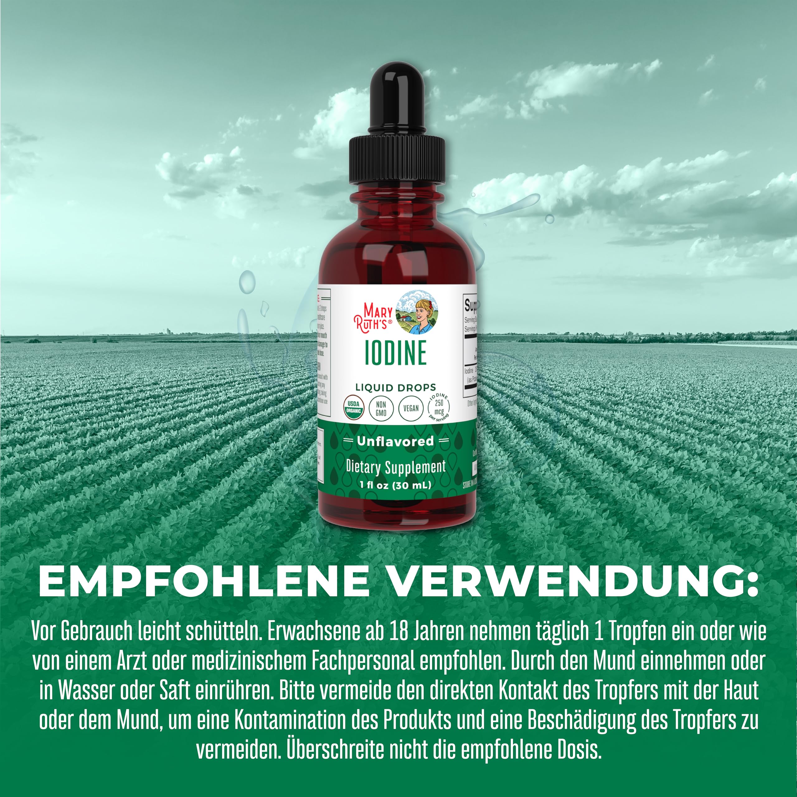 MaryRuth Organics, Iodine Drops, Jod-Tropfen, Nahrungsergänzungsmittel, 30ml, Vegan, Glutenfrei