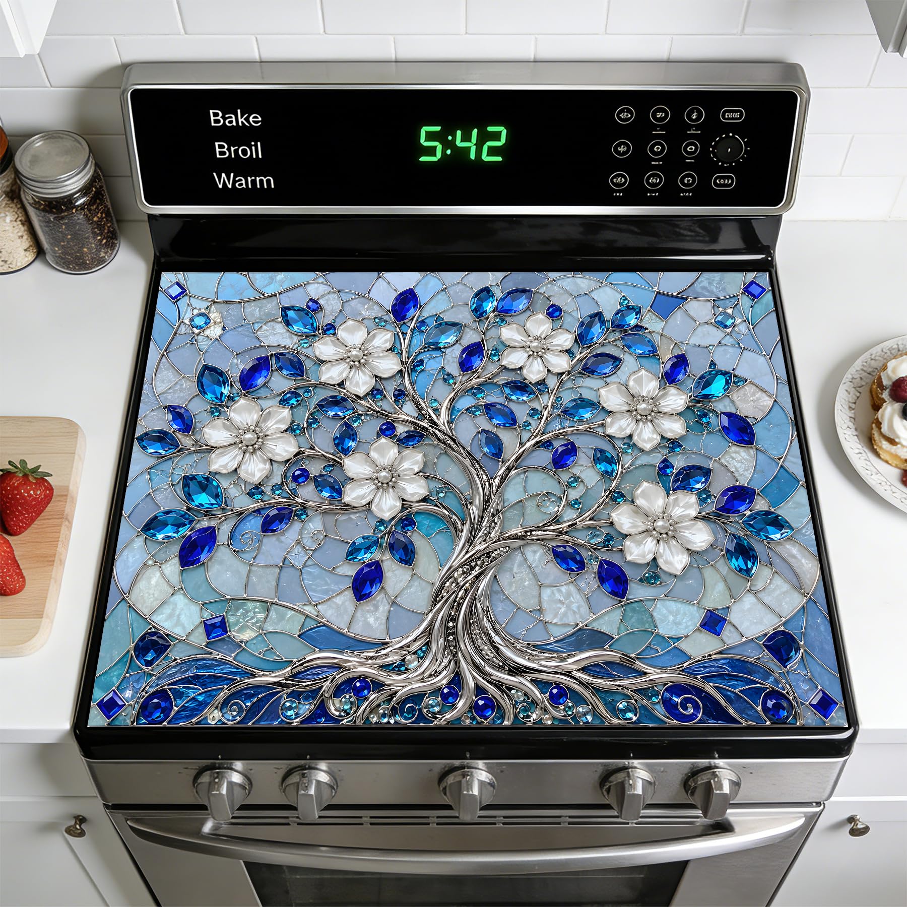 Stove Burner Covers Non-Slip Electric Cooktop Protector Mat (Mosaic)