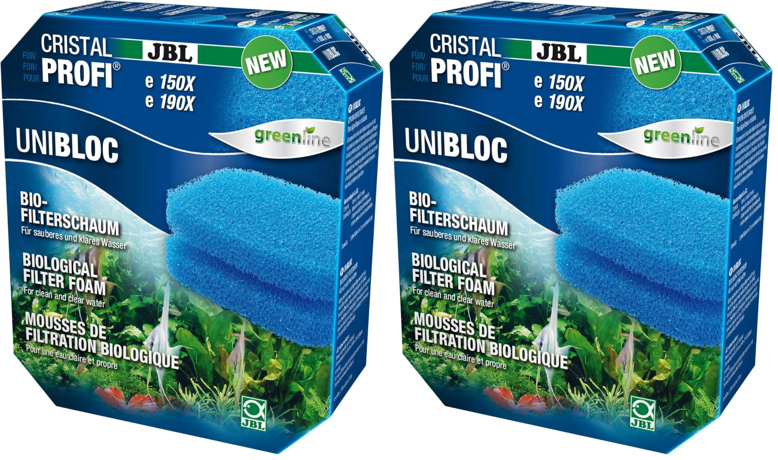 JBL UniBloc 6016200 Bio-Filterschaum Einsatz für Aquarienfilter CristalProfi e 150X, e 190X, 2er-Pack (Packung mit 2)