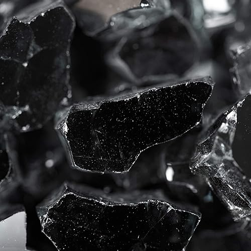 Miniatura 6 de MSI Vidrio negro galaxia, rocas de vidrio templado reflectante de 12 pulgada de alto brillo para propano o gas natural, rocas de vidrio para