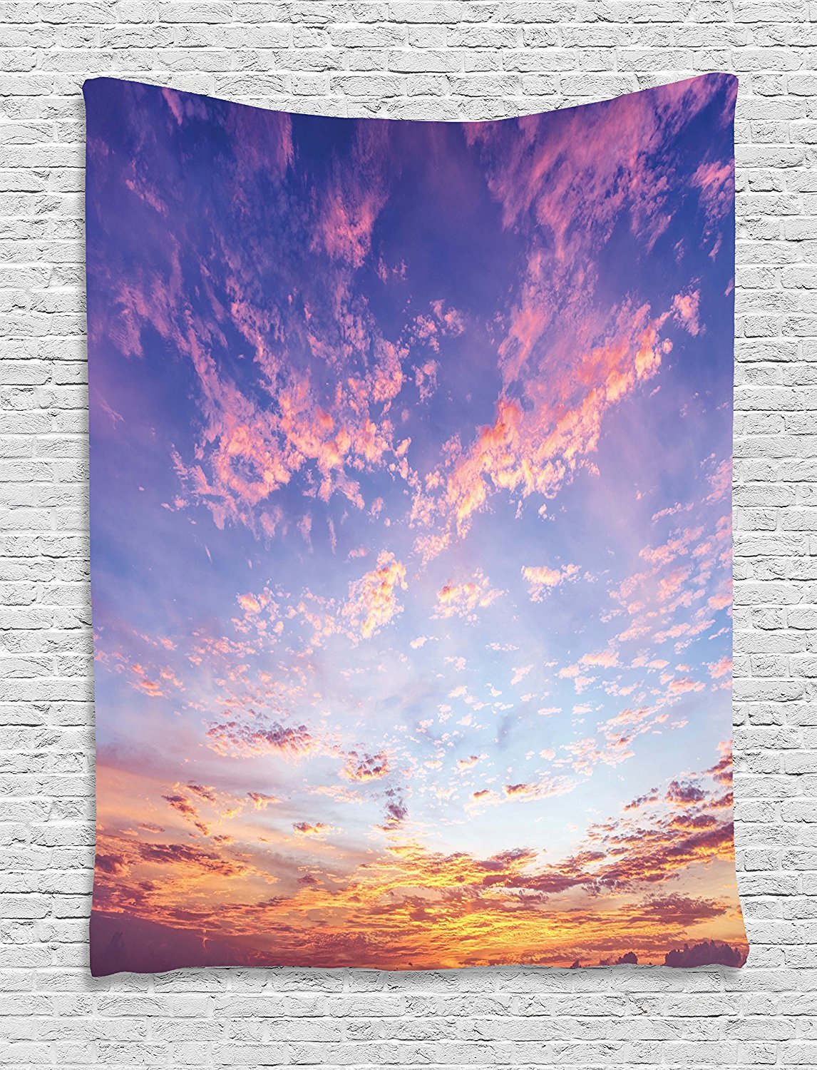 Ambesonne Navy and Blush Tapestry, Ethereal Sky View with Pinkish Clouds Setting Sun Scenic Tranquil View, Wall Hanging for Bedroom Living Room Dorm