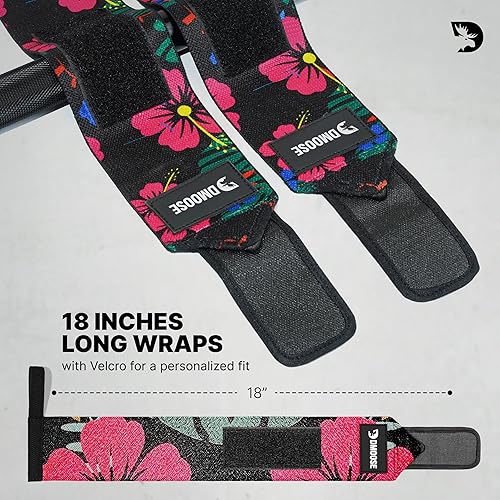 Miniatura 6 de DMoose Fitness Muñequeras para levantamiento de pesas de 18 pulgadas – Envoltura de gimnasio resistente con lazo para el pulgar para apoyo y alivio