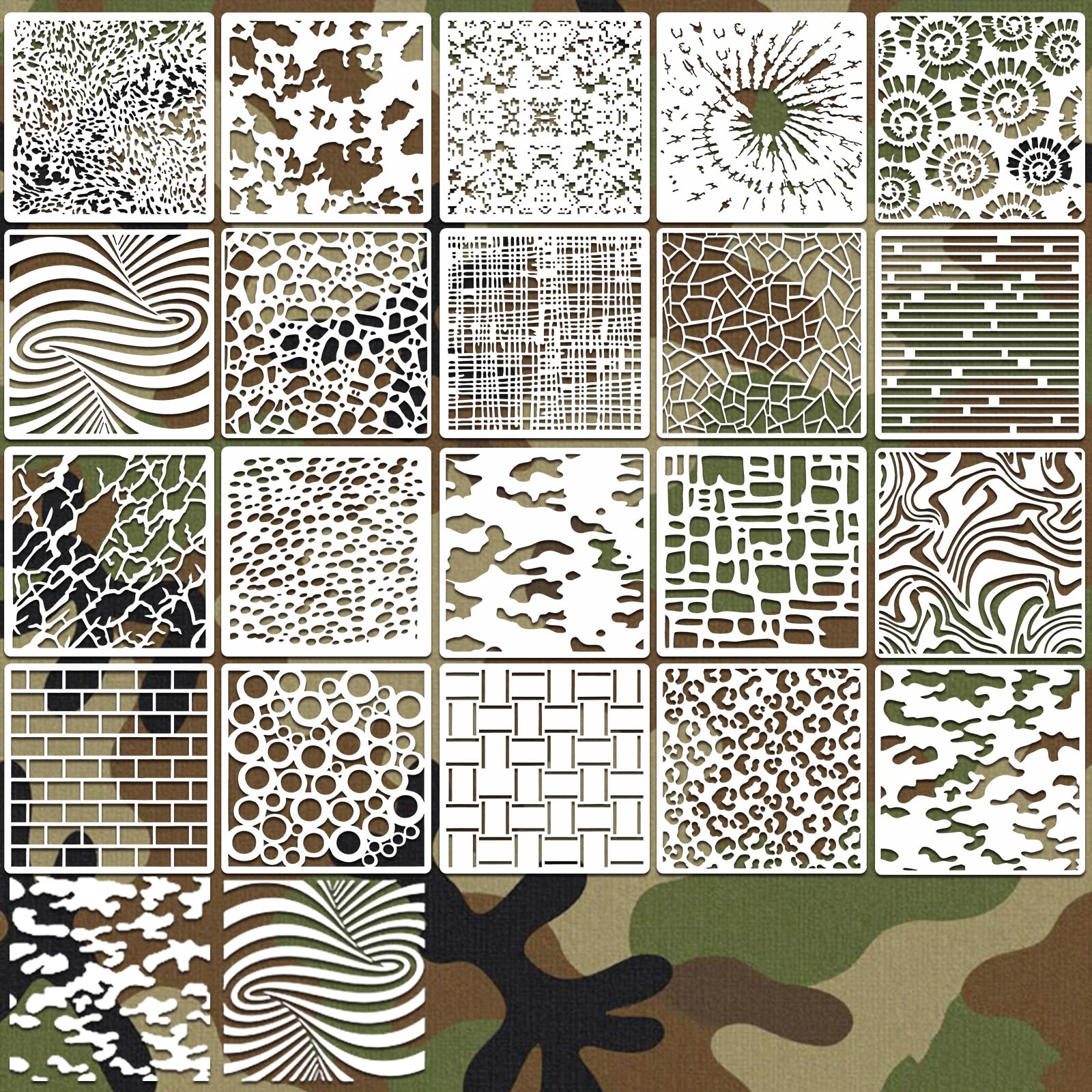 SRIZIAN 20 Pieces Stencils Set for Painting, Stencil for Crafts Reusable Painting Template Stencils for Furniture Wall Home Decor DIY Scrapbooking