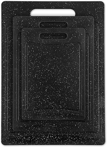 Miniatura 7 de COOK WITH COLOR Juego de tablas de cortar antideslizantes, esenciales de cocina con mango de fácil agarre para carne, verduras y frutas, 3 tablas de