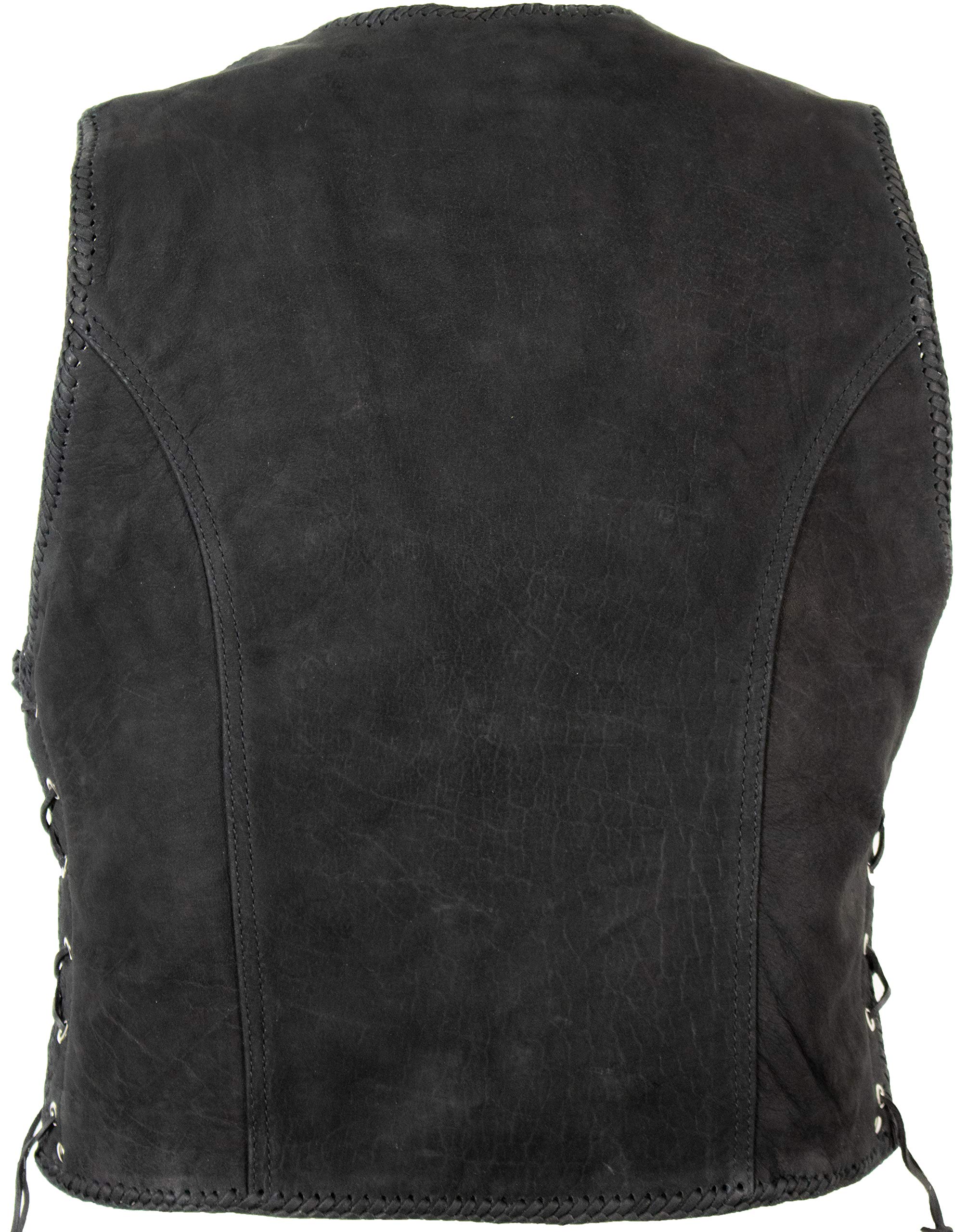 MDM Gilet in pelle da uomo, nabuk Nero
