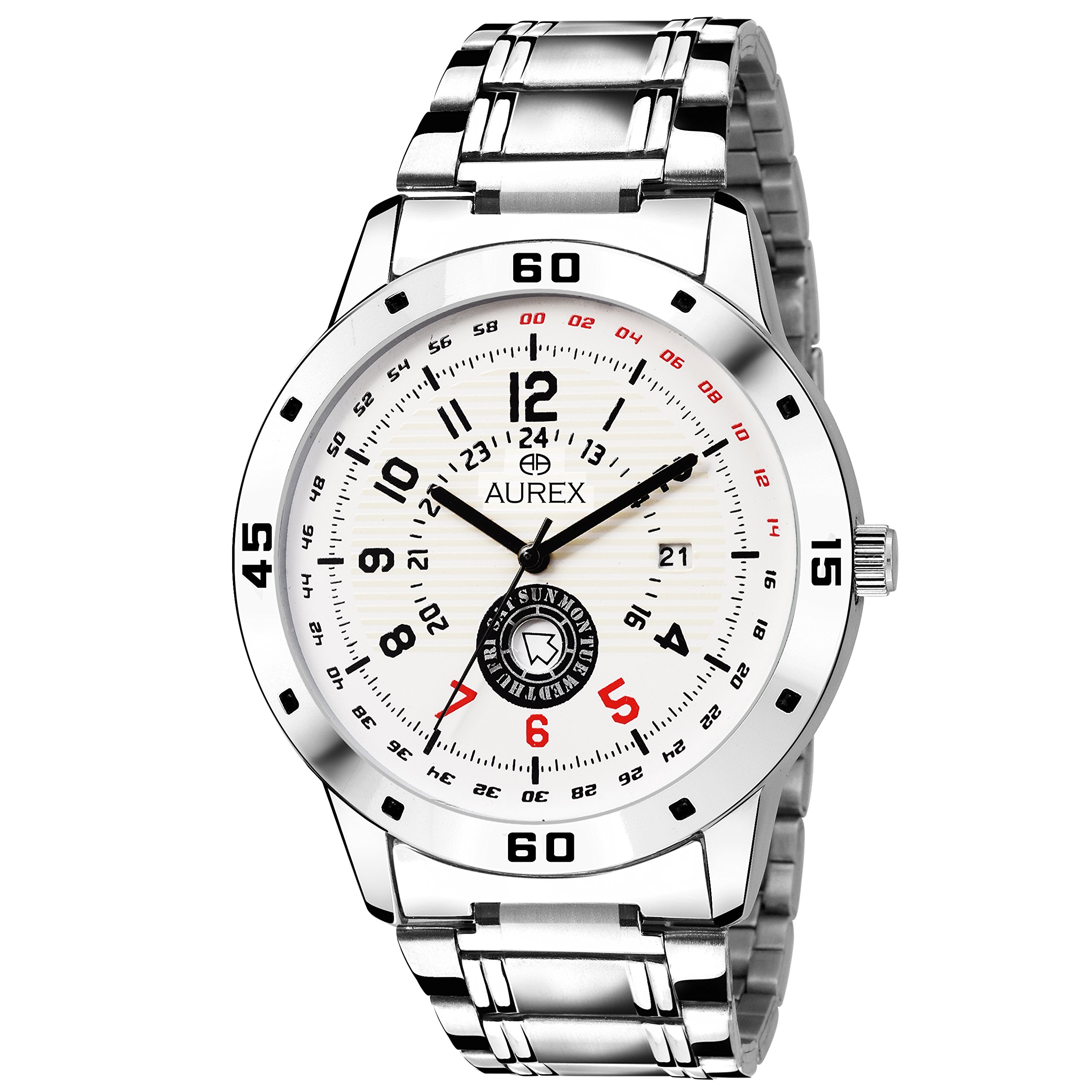 AUREX Analog White Dial Day and Date Functioning Mens and Boys Watch (AX-GR111-WHC) (B07CNYLNS7) Amazon Price History, Amazon Price Tracker