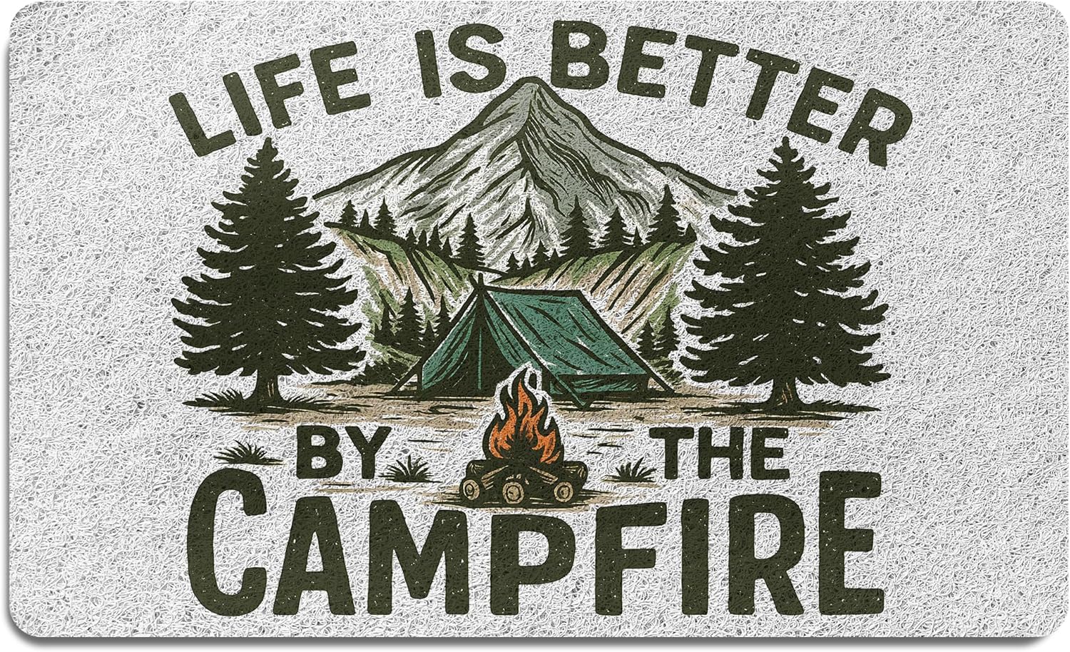 Camping Door Mat, Life is Better by The Campfire Camping Welcome Doormat for Porch Entryway Entrance Front Door, Camper Welcome Mat Outside, 17x30 Inch