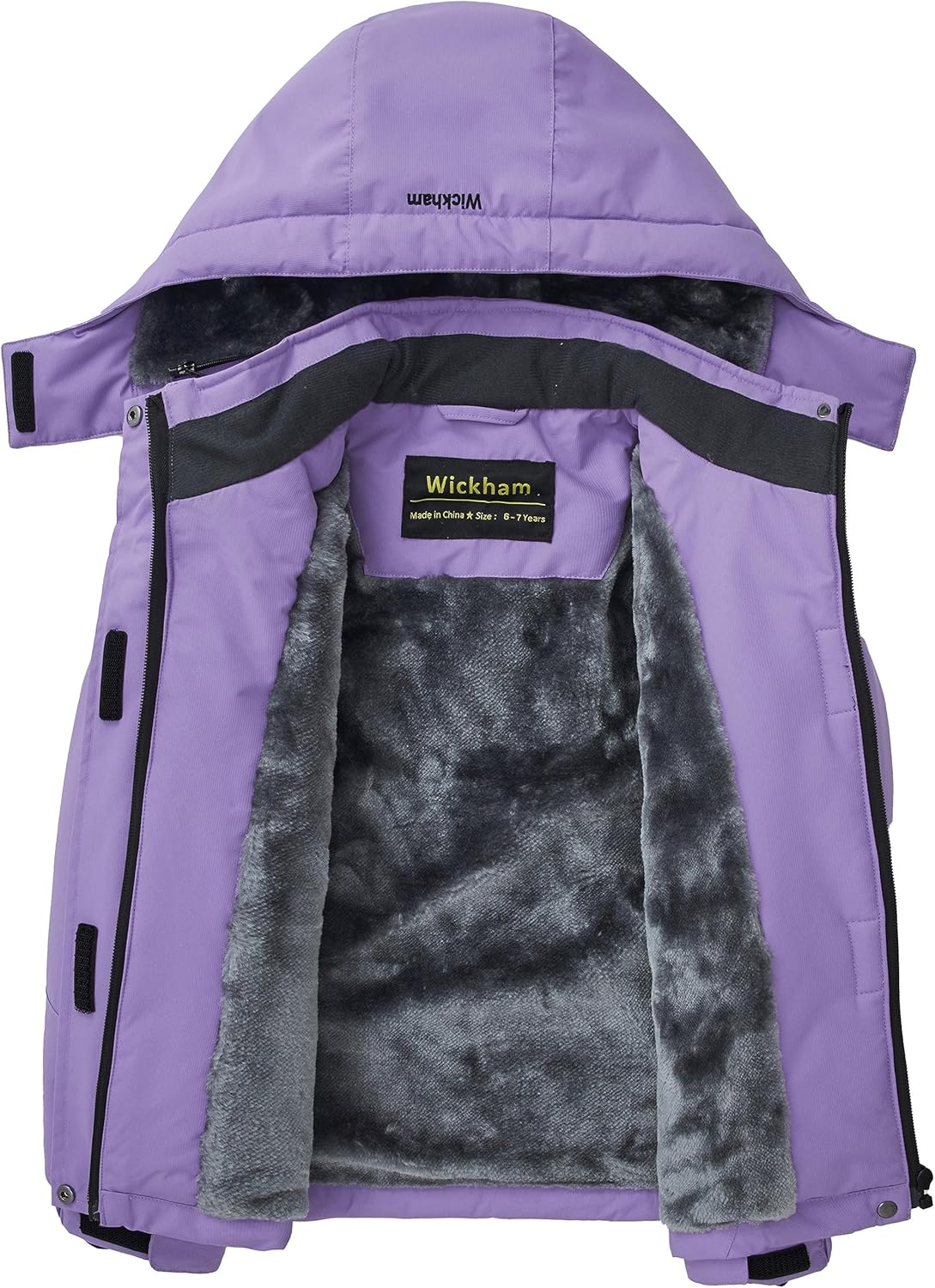WICKHAM Girl's Waterproof Ski Jacket Winter Warm Fleece Lined Snow Windproof Jackets Removable Hood Ski Coat for Kids - Image 4
