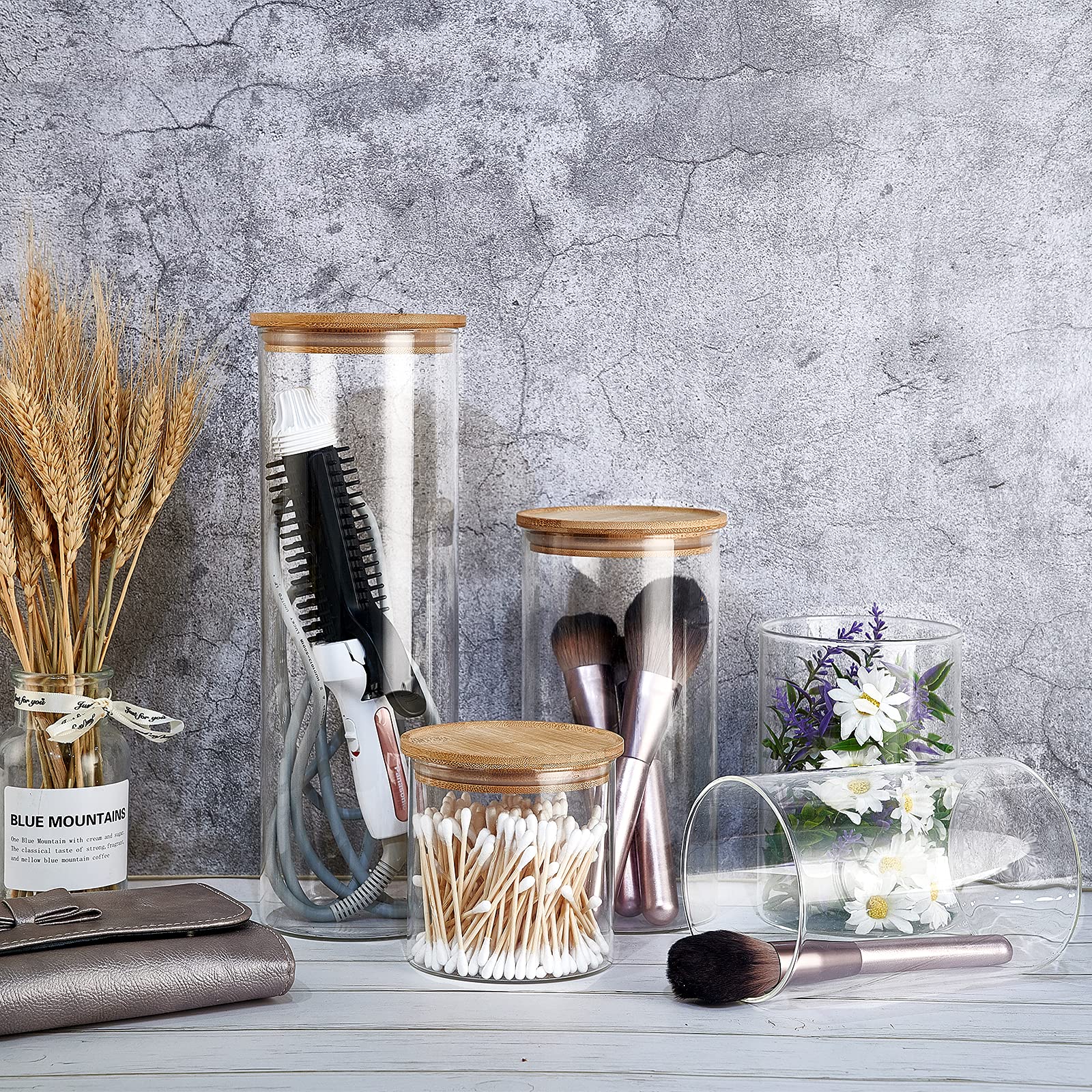 Buy LIFESENCE Glass Canisters Glass Storage Jars with Bamboo Lids