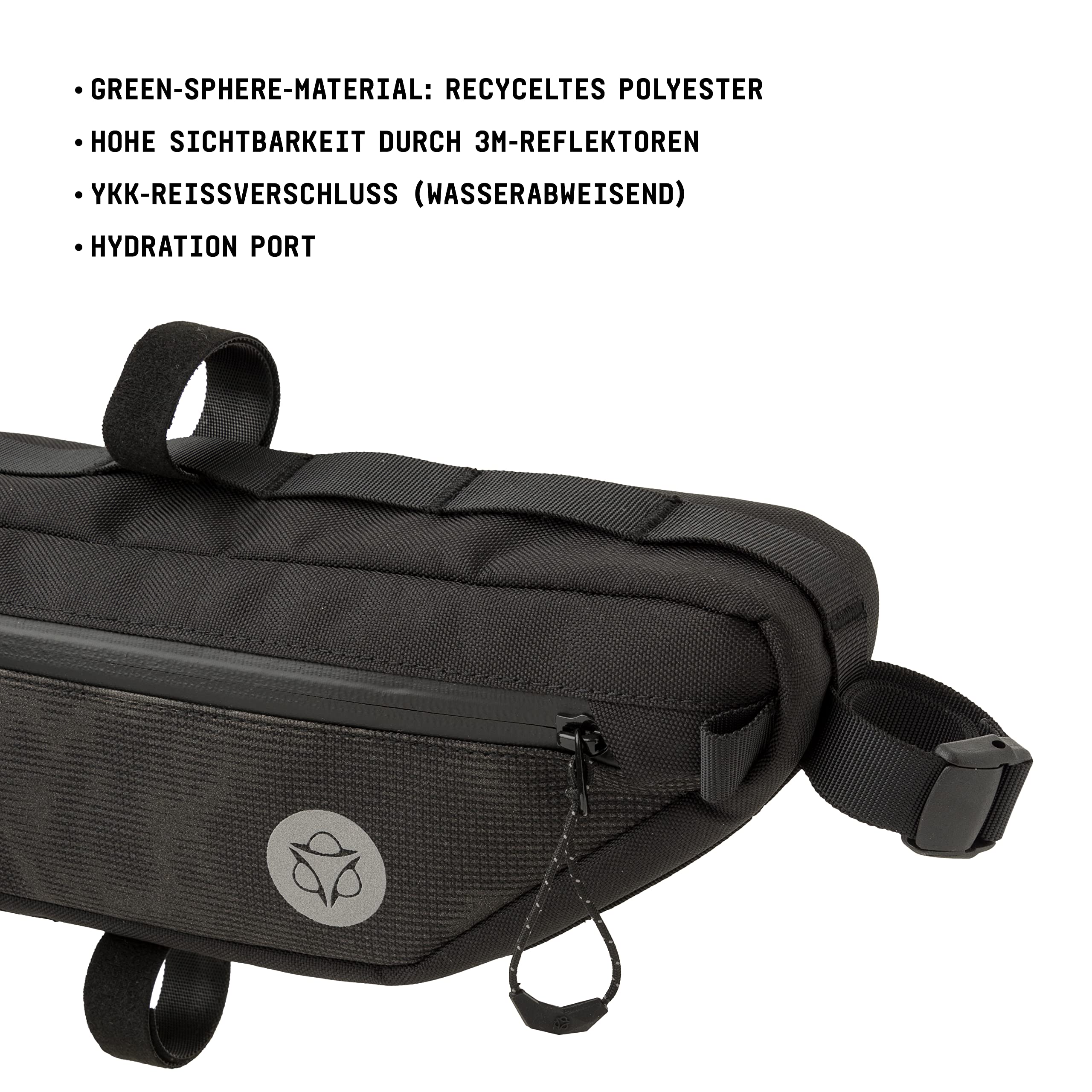 AGU Tube Fahrrad Rahmentasche 3L, Rahmentasche Fahrrad für Bikepacking, Wasserabweisend, Reflektierend Polyester, Einfache Montage, 100% Recyceltes Polyester - Reflective Mist