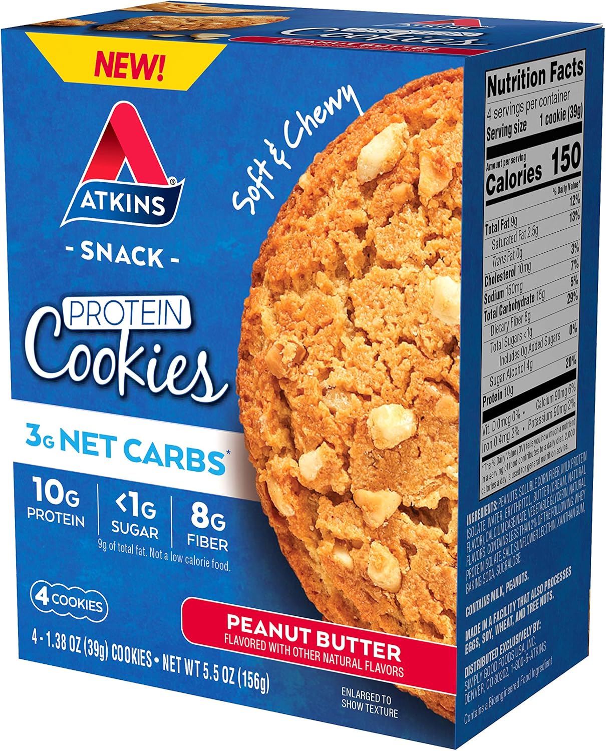 Atkins Protein Cookie Peanut Butter, 4 Count