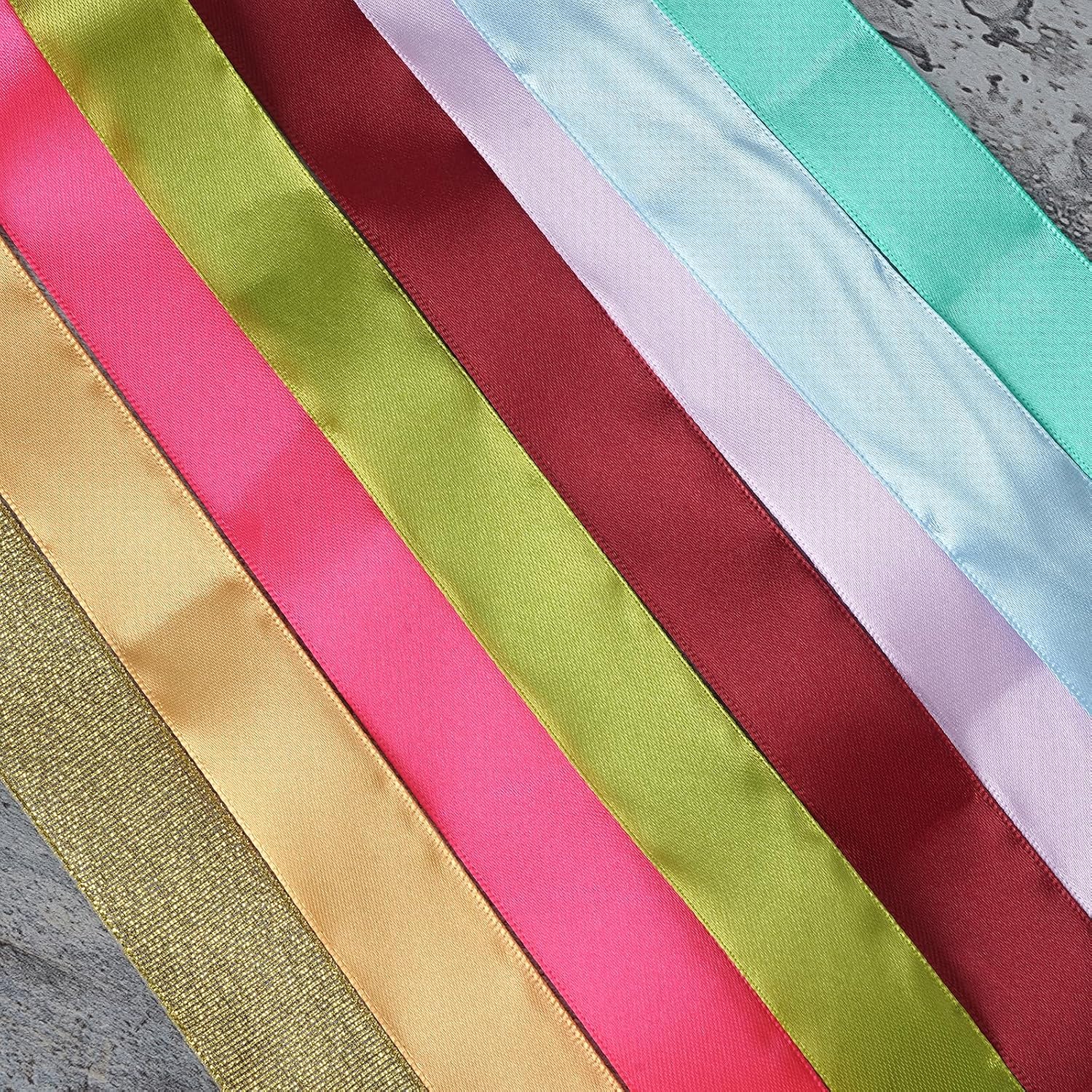 Chenkou Craft Solid Satin Ribbon Ribbons Assorted 40 Yards Craft Bow Party Decoration Packing Ribbons (Mix, 1"(25mm))