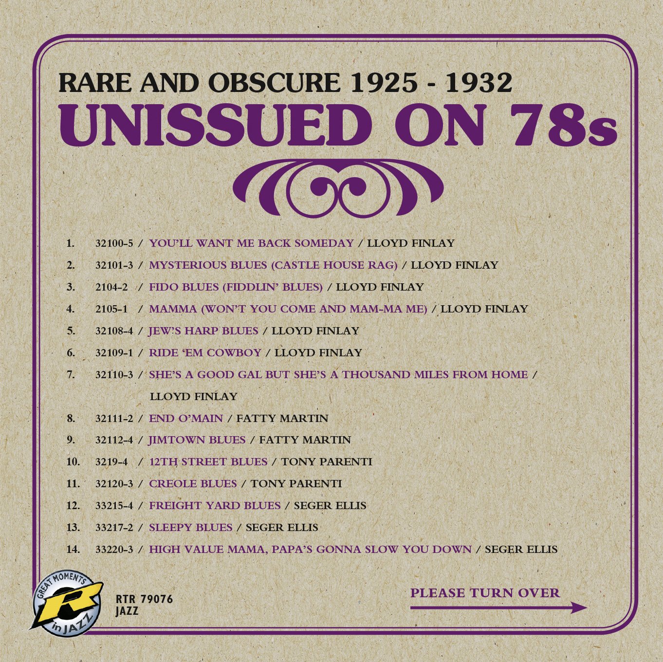 Unissued on 78s - Rare and Obscure 1925 - 1932