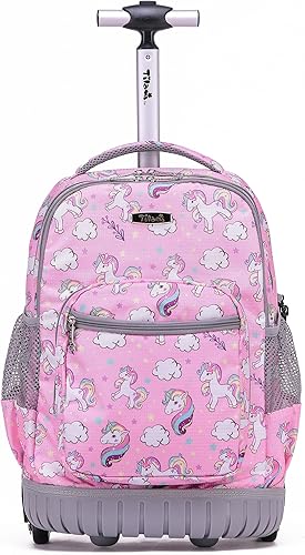 Miniatura 9 de NEW TILAMI Mochila con ruedas de 16 pulgadas, mochila para laptop con ruedas para niñas y niños, Lindo unicornio, Mochilas Daypack