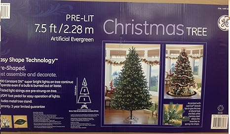 Amazon Com Christmas Tree Pre Lit 7 5 Ft 2 28m Artifical Evergreen Home Kitchen