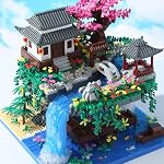 Yushinv Set de cerises Blossom Building, Scène originale Musique Cherry Bloslom Tree House(Type :Symphonie), japonais Sakura Treehouse Lights Building Kit(3320 Pcs, Bonsai Set.