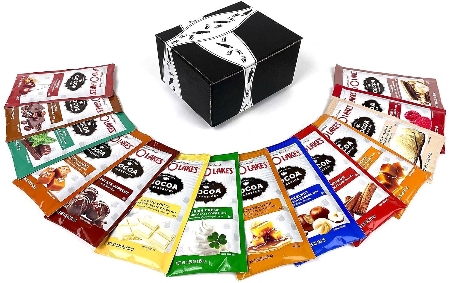 Land O Lakes Cocoa Classics Hot Cocoa Mix 14-Flavor Variety: One 1.25 oz Packet of Each Flavor in a BlackTie Box (14 Items Total)
