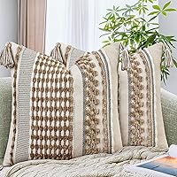 Vista 7 de AmHoo - Fundas de almohada de 18 x 18 pulgadas con borlas, fundas de almohada decorativas tejidas con textura de chenilla estilo boho para sofá