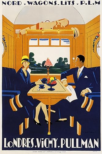 Póster vintage de WONDERFULITEMS NORD WAGONS LITS PLM BOOTH TRAIN LONDRES VICHY PulLMAN de viaje de 16.0 x 24.0in, tamaño de la imagen vintage de la
