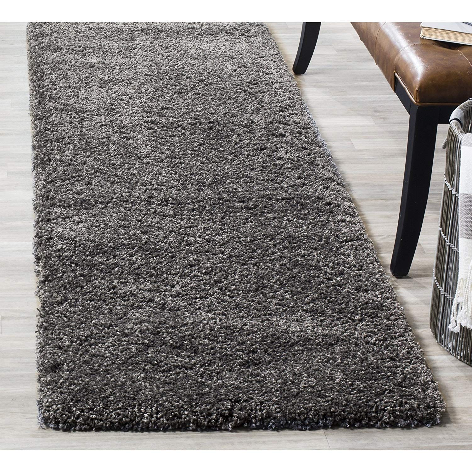 Genius Decors Traditional Contemporary Shaggy Rug (Grey, Polyester, 2 X 6 Feet)