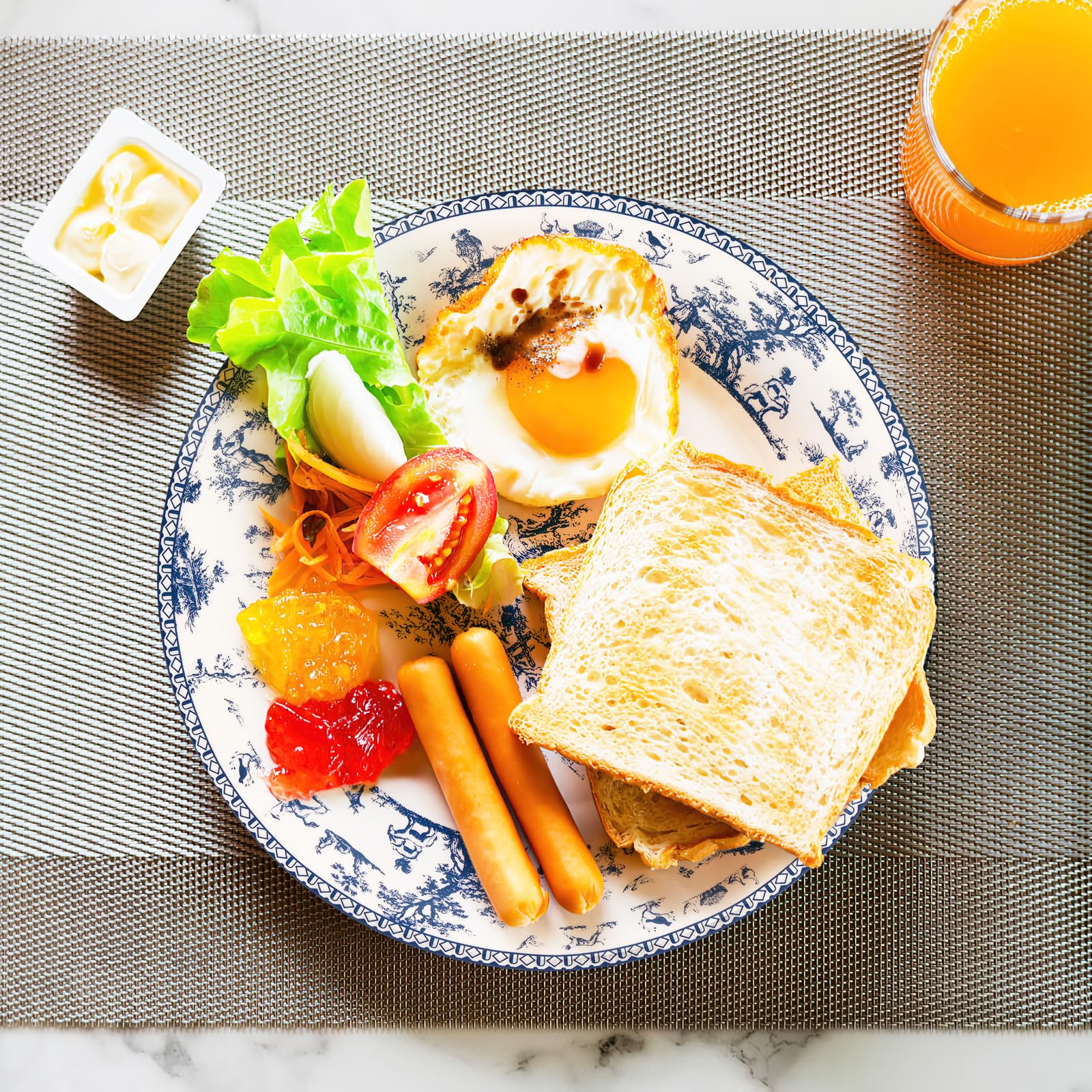 HomeElves Dinner Plates Set of 6, 10.5 inch Ceramic Kitchen Plates,Serving plates, Microwave, Oven, and Dishwasher Safe, Scratch Resistant, Rustic Retro