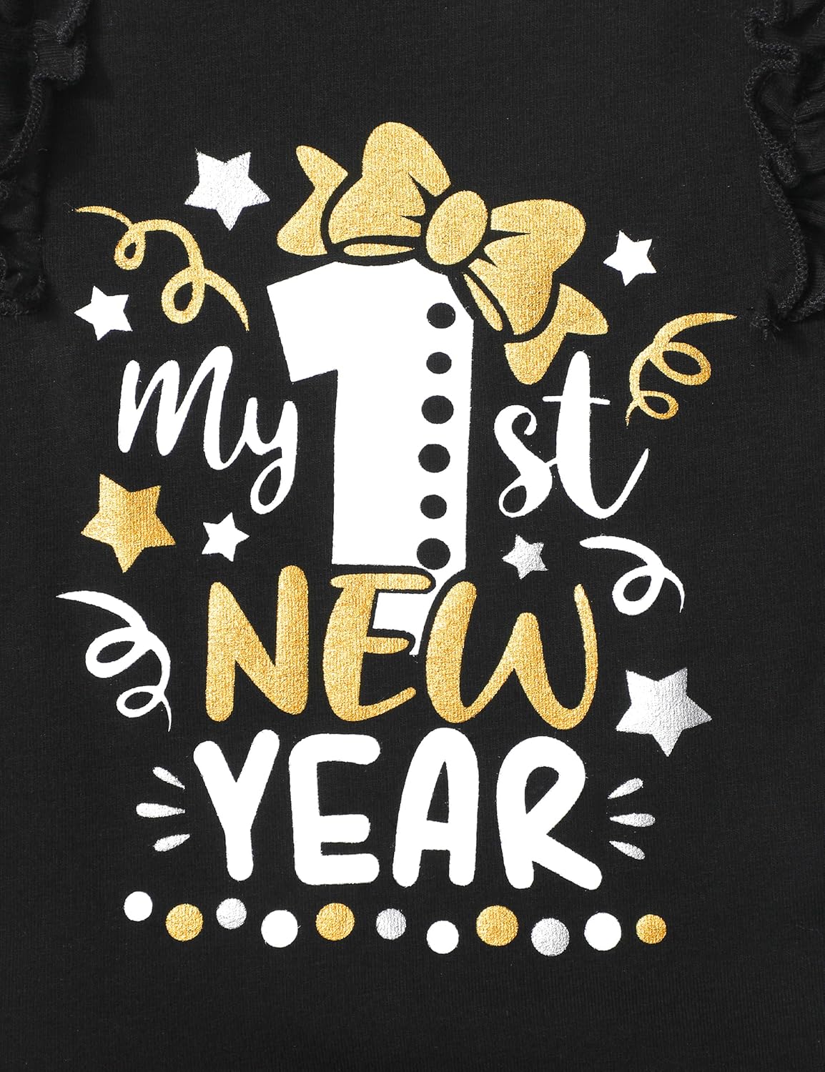 My First New Years Baby Girl Outfit 2026 Long Sleeve Ruffle Romper Flared Pants Hat 3PCS New Year Baby Girl Clothes - Image 6