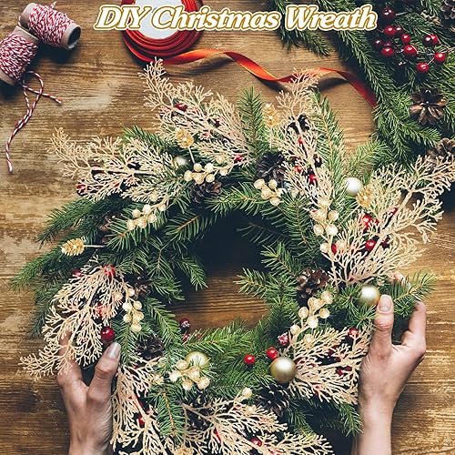 Miniatura 4 de Tigeen 12 piezas de selecciones de árbol de Navidad artificiales a granel, relleno de árbol de Navidad con purpurina, bayas, tallos de ramas, ramas