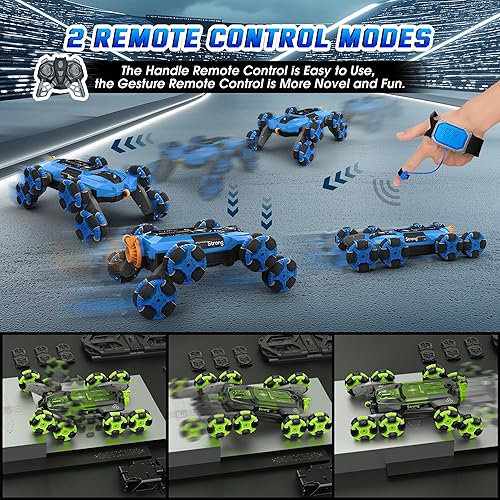 Miniatura 5 de cossy 8WD Gesture Sensing Rc Stunt Car, 2 modos de autos Rc, auto de acrobacias a control remoto con luz y música, rotación de 360 grados, auto de