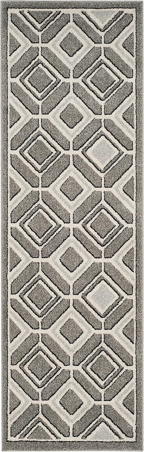 SAFAVIEH Amherst Collection Runner Rug - 2'3" x 7', Grey & Light Grey, Mid-Century Modern Design, Non-Shedding & Easy Care, Ideal for High Traffic Areas in Living Room, Bedroom (AMT433C)