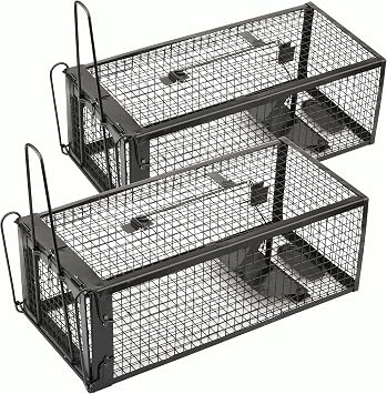 2-Pack Humane Live Mouse Rat Traps for Indoors and Outdoors Black