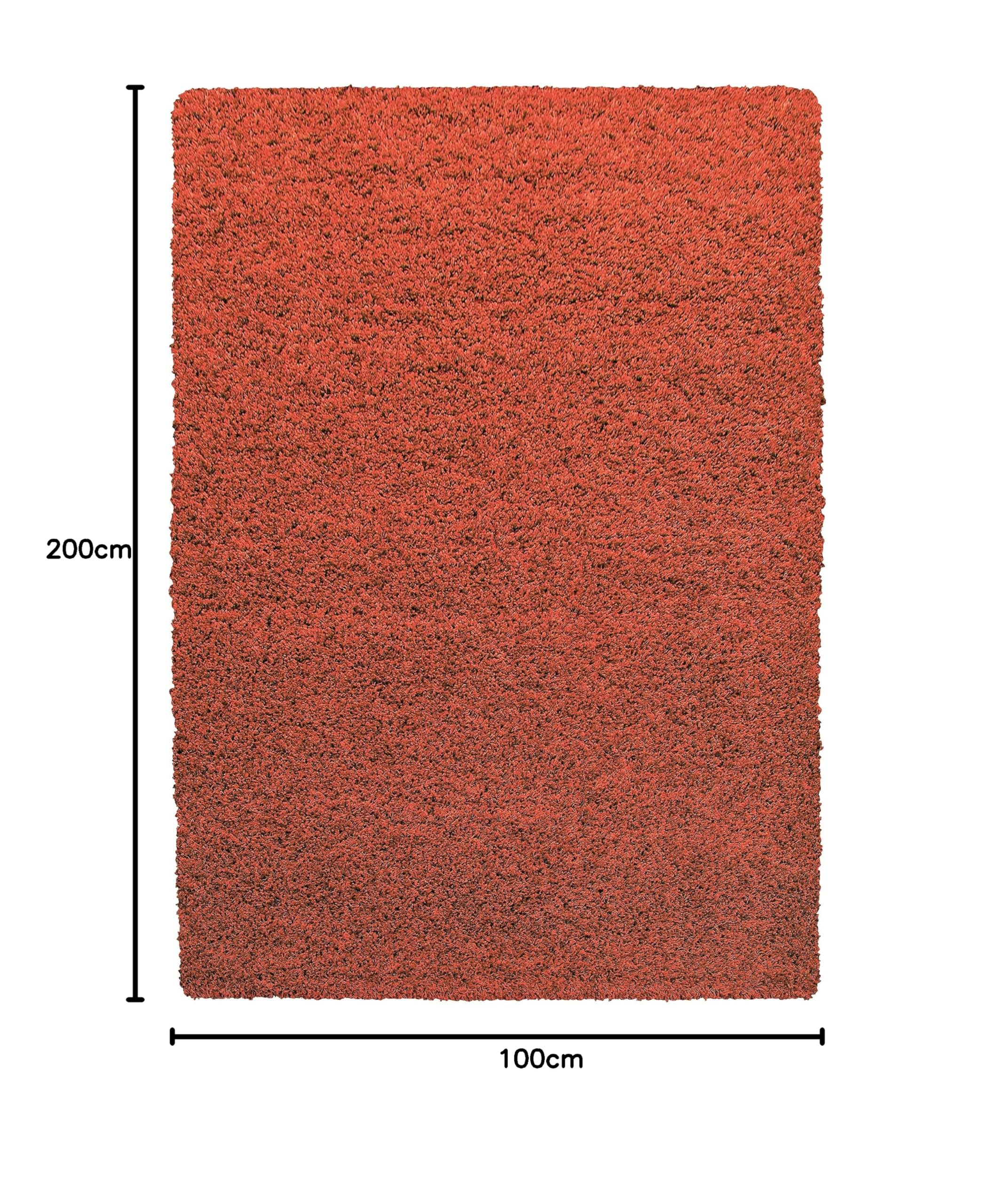 Teppich Wohnzimmer Schlafzimmer Terrakotta 100 x 200 Unicolor - Einfarbig Hochflor