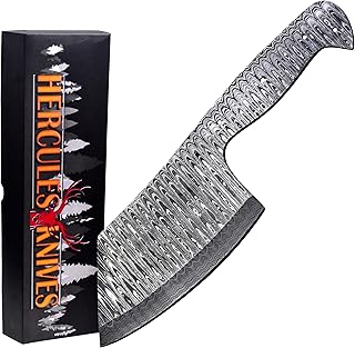 Custom Hand Forged Damascus Steel Blank Blade Cleaver Knife Damascus Blade Billet Hunting Knife Handmade Knife Making Supply (CL-02) - Hercules Knives