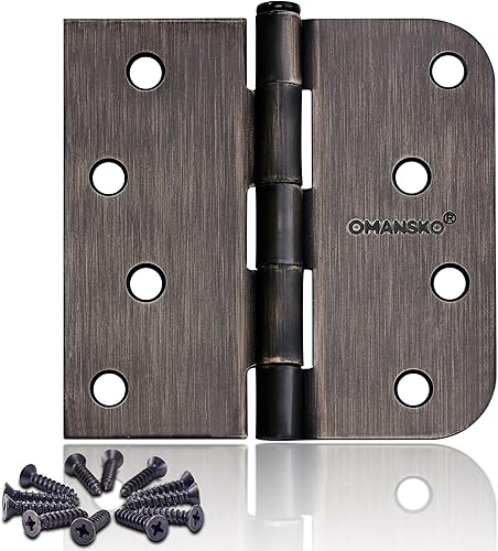 Bisagras de puerta de 4 x 4 pulgadas para madera, paquete de 18 bisagras de puerta de bronce aceitado para puertas interiores, bisagras resistentes