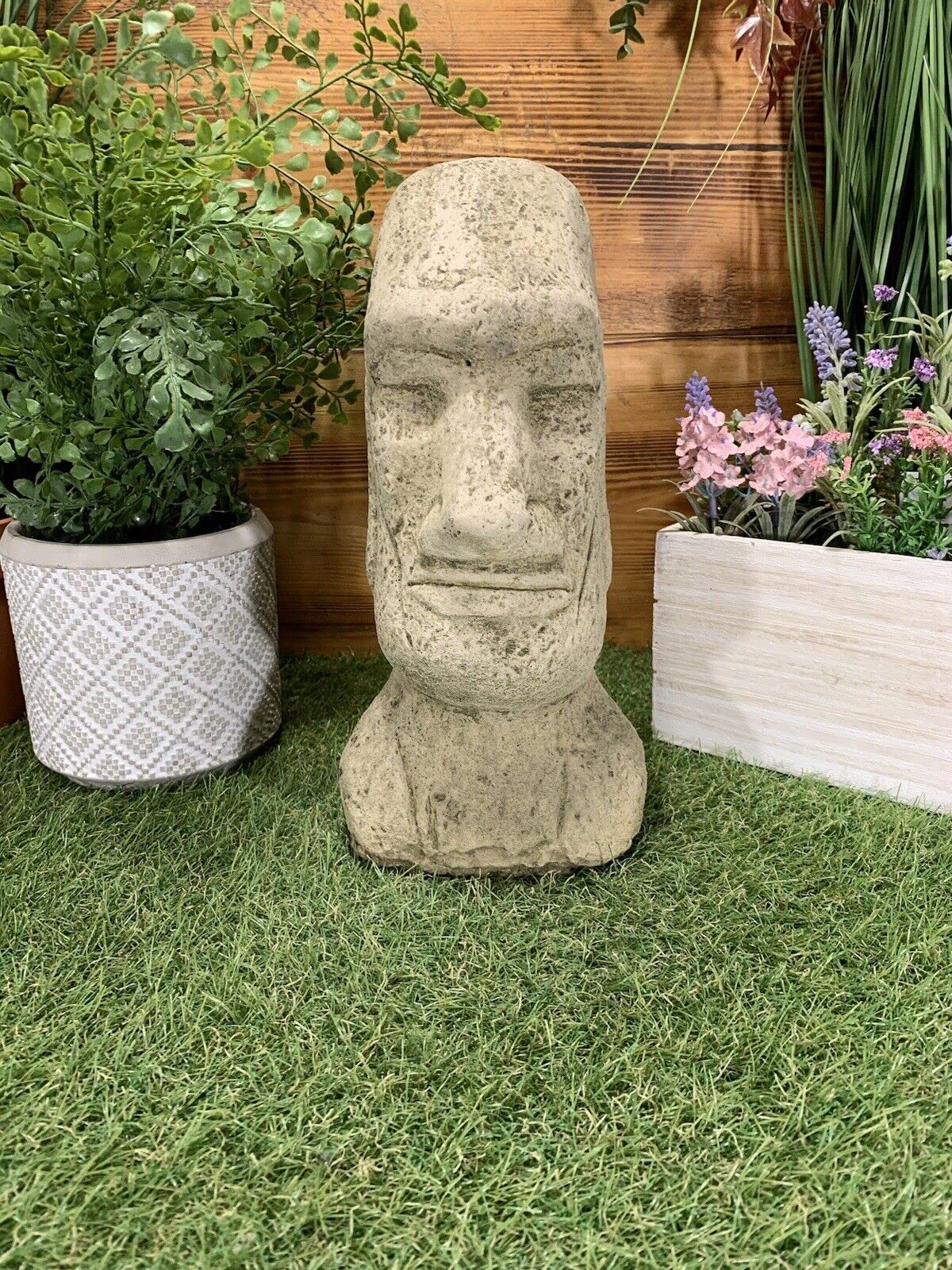 STONE GARDEN EASTER ISLAND HEAD / MOAI / TIKI CONCRETE ORNAMENT