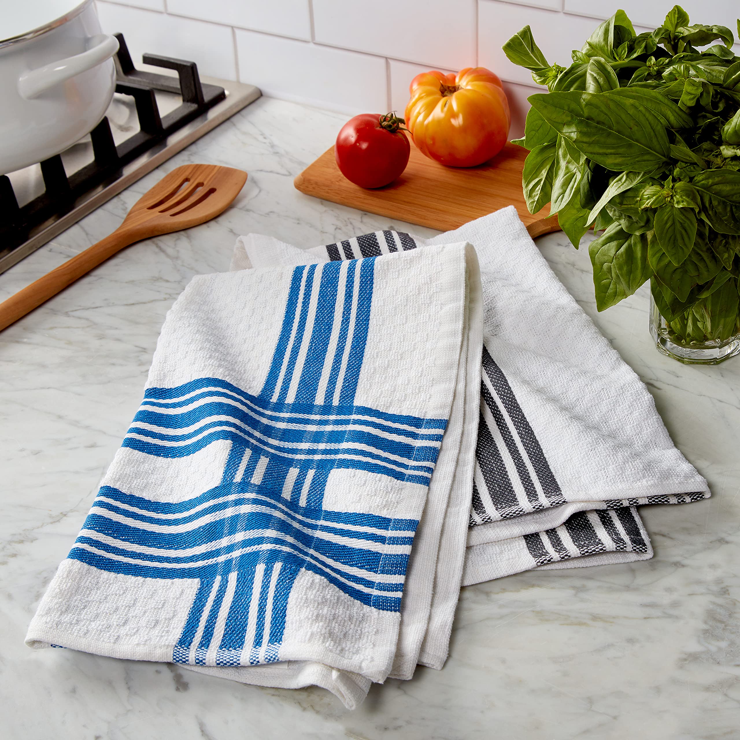 7-Piece Kitchen Towel Set In Navy Blue - Includes Quilted Pot Holders, Oven Mitt, Dish Towel, Drying Mat & Microfiber Cloths - View #2