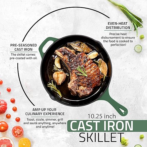 Miniatura 3 de Utopia Kitchen Sartén para saltear  Sartén para chefs, sartén de hierro fundido pre-sazonado  Sartén de 10.25 pulgadas  Utensilios de cocina seguros