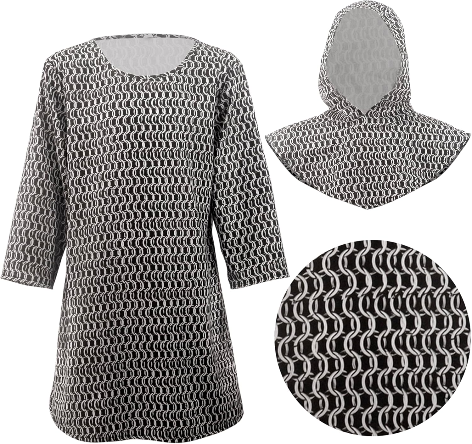 Kids Chainmail Knight Costume Set for Boys Medieval Armor Outfit for Halloween Cosplay LARP 4-12 Years - Image 2