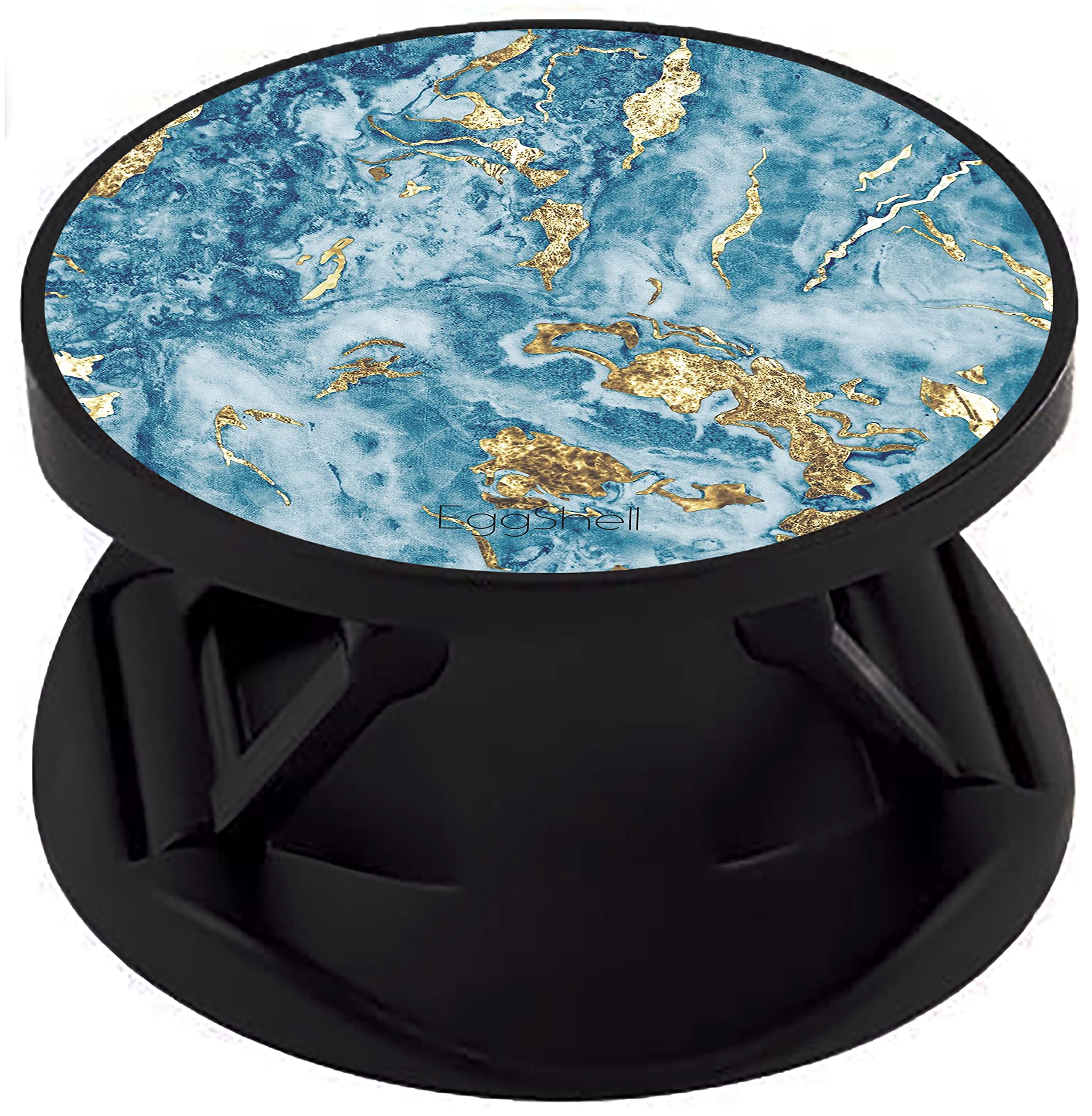 Eggshell Tabletop Finger Grip & Mobile Holder with Black Expanding Stand and Mobile Finger Grip Back Holder (Sockets) Fold Compatible All Basic Cell Phone & Tablets (Golden Sparkles in Blue Sky)-image-3